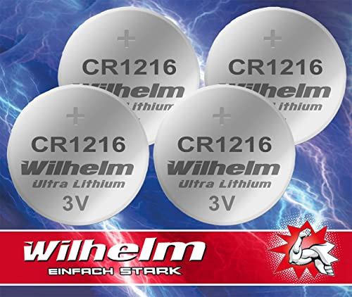 4 x CR1216 CR 1216 WILHELM Lithium Knopfzelle 3V 26 mAh ø12 x 1,6 mm Batterie DL1216