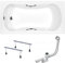 BADLAND Badewanne Original Weiß Acryl Wanne Rechteck ARIA 160x70 KOMPLETTSET SET + Füßen und Exklusive Chrom Automatik Ablaufgarnitur Made in EU 3in1