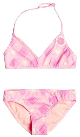 Roxy Flower Plaid - Triangle Bikini-Set für Mädchen 2-7 Rosa