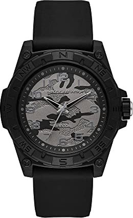 Skechers Herrenuhr Encino, Dreizeiger Uhrwerk, 44MM Schwarzes Polykarbonat Gehäuse mit Silikonarmband, SR5192