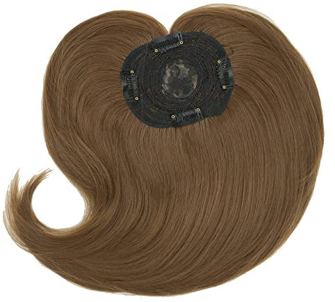 IMISSU Clip lunga in toupees parrucchino estensione toupee topper parrucca top capelli sottili per una lieve perdita di capelli volume (Giallo Marrone)