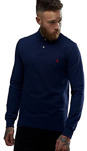 Polo Ralph Lauren Long Sleeve Polo Custom Slim Fit, blue, M