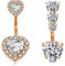 WillTen 14G Roségold Bauchnabelpiercing Damen 10MM Nabelpiercing Chirurgenstahl Piercing Bauchnabel Herz Diamant Klar CZ Bauchpiercing Bananabells
