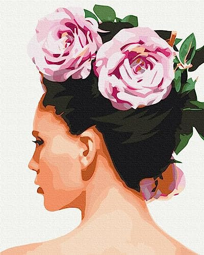 Artnapi Malen nach Zahlen Erwachsene mit Rahmen | DIY Handgemalt | Blumen im Haar | Kit für Anfänger und Erwachsene | Set inklusive Acrylfarben & Pinsel | 40x50cm Leinwand | Ideal als Geschenk