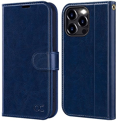 OCASE for iPhone 15 Pro Max Case, Premium PU Leather Wallet Case Flip Phone Cover with[RFID Blocking][Card Holder][Shockproof TPU][Stand Function] for the 15 Promax 6.7 Inch 2023 5G,Blue