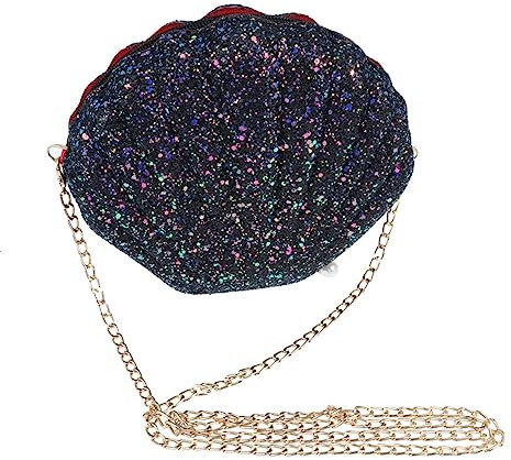 VALICLUD Umhängetasche Handtasche Kleine Meerjungfrau Clutch in Muschelform Shell-geldbörse Mädchen Tasche Brieftasche Mit Kette Schwarze Meerjungfrau Kleine Tasche Fräulein Herzförmig