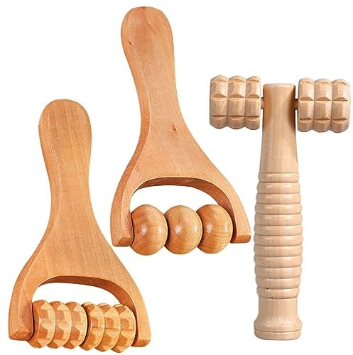Healvian Holzmassagegerät 3 Stück für Fußmassage und Rückenmassage Tragbar und Ergonomisch für Zuhause und Reisen