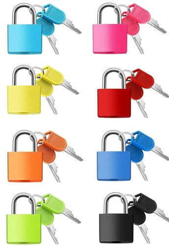 8 Pcs Suitcase Locks with Keys, Mini Luggage Locks, Colorful Small Luggage Padlocks with Keys, Mini Travel Security Padlock for Luggage, Suitcase, Backpack, Laptop Bag, Toolbox