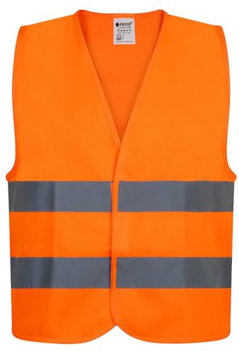 PROOF COMFORT & SAFETY Warnweste Auto Reflektorweste Leuchtweste Fahrrad Fahrradweste Reflektierend Sicherheitsweste Reflektierende Weste Unfallweste Pannenhilfe 1 Stück Leuchtend Orange XXL