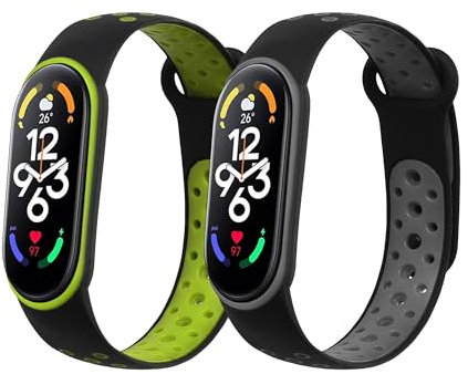 kwmobile 2X Cinturino TPU Silicone Fibbia Compatibile con Xiaomi Mi Band 7 Cinturino - Cinturini 14-22 cm