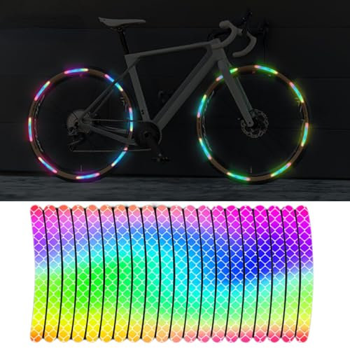 Ezweiji 20pcs Reflektierende Felgenstreifen Aufkleber für Auto Motorrad Räder Fahrrad, Nacht Sicherheit Dekoration Streifen Universal Anti-Scratch Reflektierende Felgen Aufkleber (Bunt)