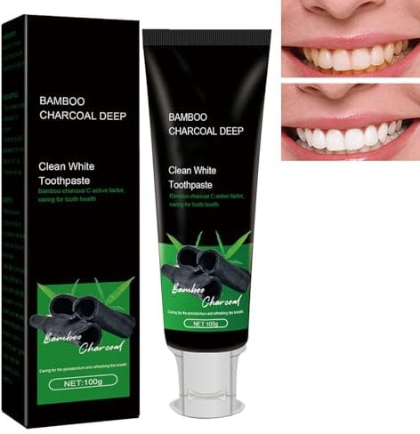 KOAHDE Activated Carbon Deep Cleaning Toothpaste, Black Charcoal & Bamboo Charcoal Whitening, 100G
