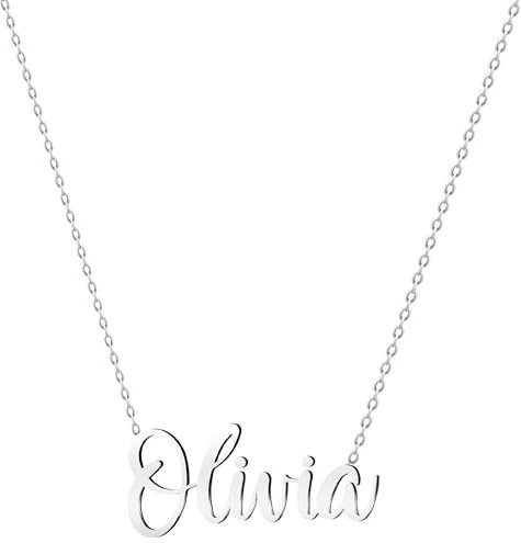 various Collar Nombre Olivia Acero Inoxidable-Colgante Nombre Personalizado Plateado para Collar Mujer-Regalos Personalizados para Mujer Madres Niña Parejas, Mejor Amiga