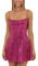 Glitzerndes Spaghettiträgerkleid für Damen, glänzende Pailletten, figurbetontes Minikleid, rückenfrei, A-Linie, Partykleid, Cocktailkleid, Streetwear, A-Rose Red, M