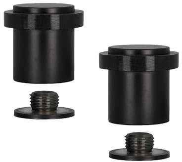 EVI Herrajes | Pack 2 Topes de Puerta Negros | Ø24x30mm | Acero Inoxidable | Goma Negra | Incluye Tornillo + Taco de Sujeción | Mod. I-18124X30-NG