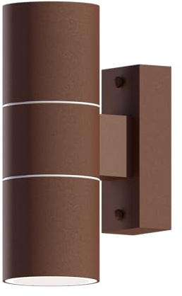 CALEX Turin Wandleuchte, für Außen & Innen, 2x GU10 Fassung, Zylinderform, Up & Downlight, wasserdicht, ohne Leuchtmittel, Rostfarbe