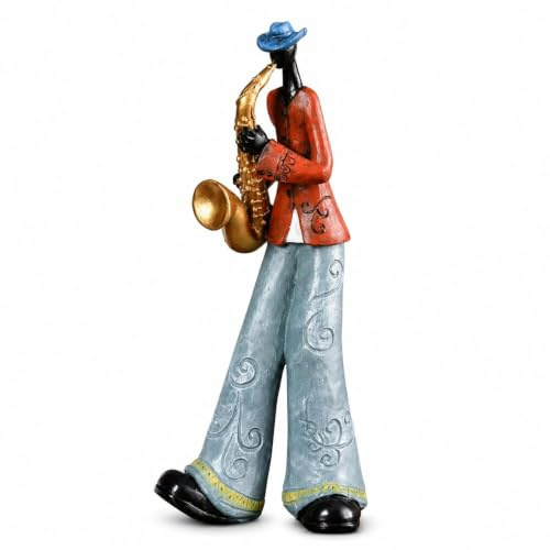 JIALINXIA Nostalgische Jazz-Saxophonisten-Figur, Kunstharz, Retro-Saxophonspieler-Skulptur, Heimbüro, Schreibtischdekoration, Ornament, klassische Melodie Spielstatue, Einweihungsgeschenk