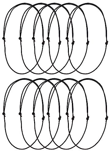 TAZIZI Lot de 10 cordons réglables en cuir noir pour collier ras du cou pour fabrication de bijoux