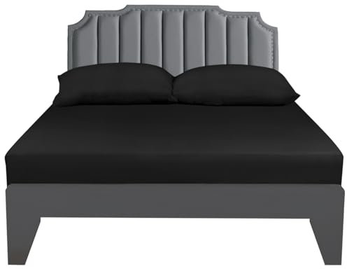 Lirex Lenzuola Letto Singolo 90 x 200 cm,100% Cotone 300 Fili Coprimaterasso Singolo,Lenzuolo con angoli singolo,Certificato Oeko-Tex,Nero