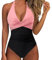 Generico Costume da Bagno Donna Estivo Taglie Forti per Donna Monokini Push-Up Vintage Costume Intero con Controllo della Pancia Retro Beachwear 1 Pezzi Swimsuit Spiaggia Estate Costume