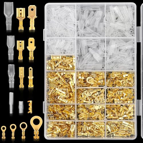 Set di 1000 capicorda piatti, 2,8 mm/4,8 mm/6,3 mm, M3/M4/M5/M6, manicotti piatti con manicotto isolante, set per cavi elettrici