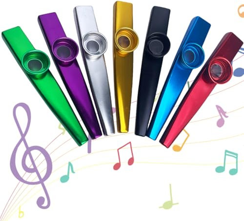 Kazoo,Kazoo Metall, 7 Stücke Kazoo Membran Metallkazoo Musik Kazoo Percussion Instrument Metall Kazoo Vorschulspielzeug Musikgeräte für Kinder