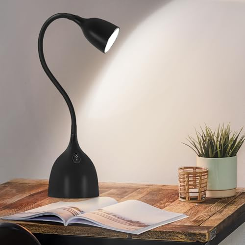GyroVu Schreibtischlampe, LED Tischlampe, Klein Einstellbar Flexibler Gänsehals Leselampe, Non-flickering 5000K Schreibtischleuchte Augenschutz für Studentenwohnheim, Büro, Haus