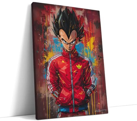 AKINDA Art Gallery - Stampa su Tela 60 x 80 cm - Vegeta Pop Art - Dragon Ball - Anime - Quadro Camera da Letto - Street Art - Idea Regalo per Arredo Casa