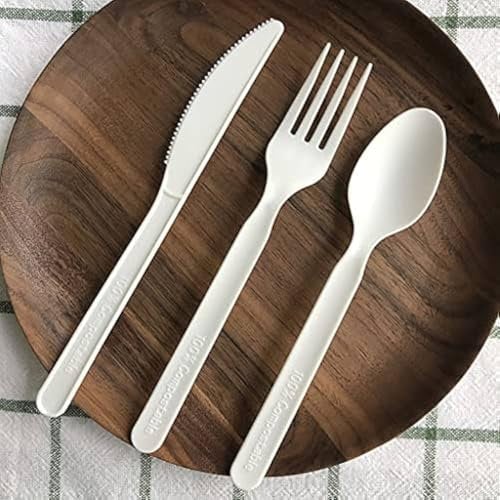 HITHIKA 300 Premium White Cutlery Set - Heavy Duty White Reuseable Spoon, Fork and Knife Reusable and Washable Spoons Perfect for Picnics, Parties, Tableware, Dinnerware, Travel, Events, and Catering
