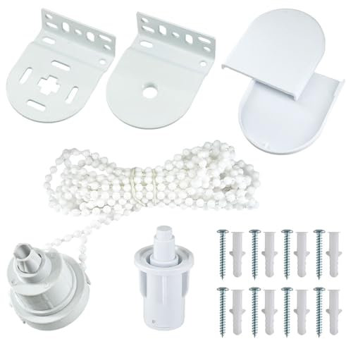 ciciment 32mm Roller Blind Brackets & Fittings Kit, Curtain Blind Accessories with Beaded Chain & Screws, Replacement Roller Blind Spares for Roller Shutters & Window Blinds