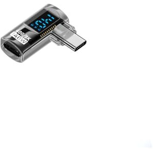 SOOPII Medidor de Potencia USB C en ángulo Recto de 140 W, Adaptador bidireccional con Voltaje, Corriente y Pantalla de alimentación, Adaptador USB C Macho a Hembra para iPhone 16, iPad Pro, MacBook