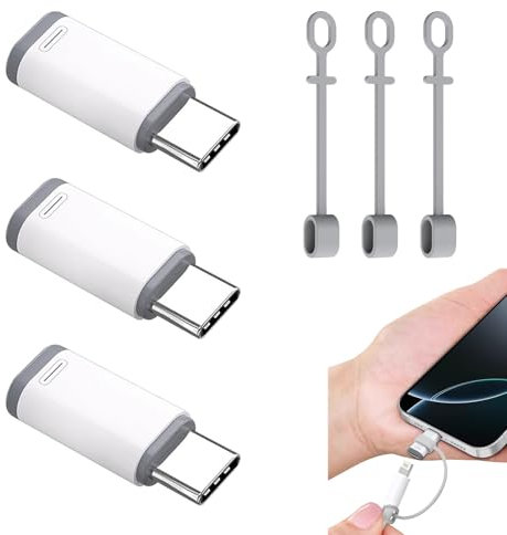 3 Pack Lightning to USB C Adapter, Lightning Female to USB C Male Adapter, Adapter for iPhone to USB C Fast Charging Support for iPhone 15 Pro Max, iPad, MacBook, Samsung Galaxy S24, S23, S22, Pixel
