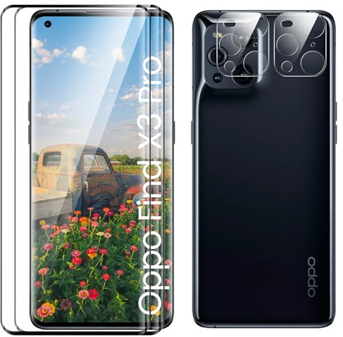 TECHO [2+2 Stück] Schutzfolie für OPPO Find X3 Pro, Panzerfolie HD Clear Displayschutz, Berührungsempfindlich, Anti-Kratzen Schutzfolie Panzerfolie, HD Fingerabdruck Kostenlos