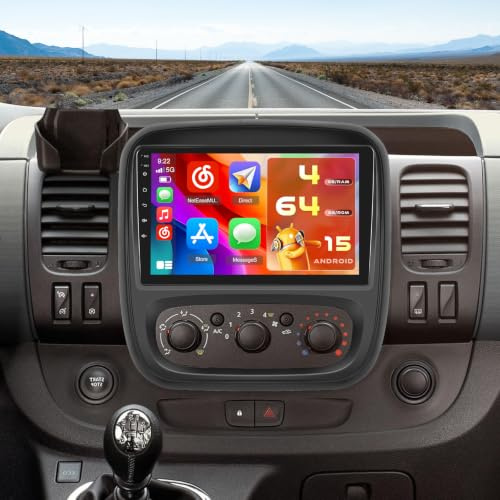 Inefala 4G 64G for Opel Vauxhall Vivaro B 2014-2018 for Renault Traffic 3 2014-2021 Radio Screen CarPlay Android 13 IPS 9 Touchscreen Car Stereo Android Auto Backup Camera BT 5.0 GPS FM RDS EQ 13UI