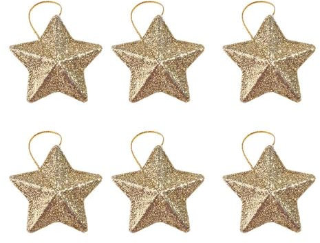 Colgante colgante de estrella de cinco puntas, adornos de Navidad para fiesta, decoración de árbol de Navidad, mini colgante de estrella con purpurina (dorado)