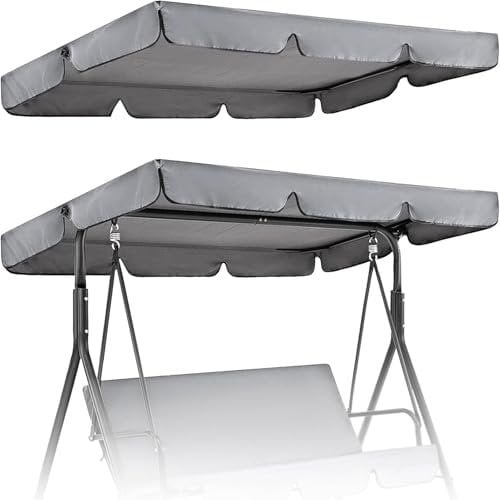 Replacement Swing Cover, 2 & 3 Seater Garden Swing Seat Canopy Cover, Waterproof Windproof Anti-UV Outdoor Swings Chair Canopy for Patio, Porch, and Garden,01,164 * 114 * 15cm