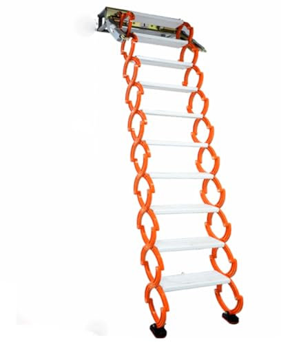 DRFGNF Escalera telescópica de ático, Plegable, de aleación Ti-MG, con Capacidad de Carga de 500 kg, Ideal para Decorar Casas, montada en la Pared, Antideslizante.