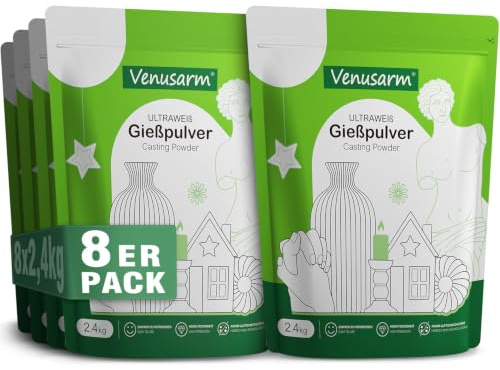 Keramik Gießpulver Weiß 19,2kg, Reliefgießpulver Lufthärtend und Geruchslos | Reinweiß Gips zum Gießen, Giesspulver Weiss für Silikonformen Gießformen, Gießmasse Weiß