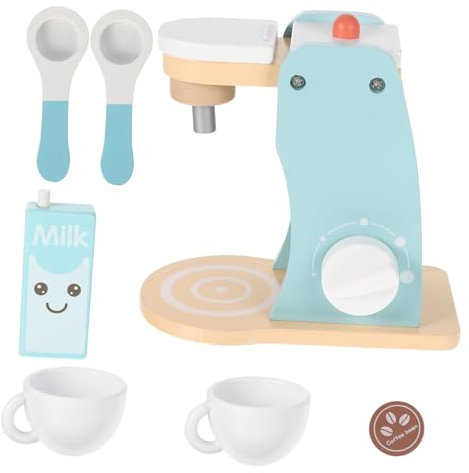Toddmomy Wooden Coffee Machine Toy for Boys and Girls Mini Kitchen Playset Emulated Machine Educational Pretend Play for Boy Girl's Role Play