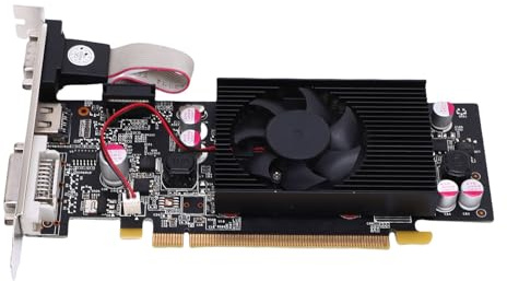 Plyisty Carte Graphique GT 610 1G 64bit DDR3 avec Ventilateur de Refroidissement Silencieux, Prise en Charge HD Multimédia et HDCP pour Les Graphiques Puissants en Petit Facteur PC