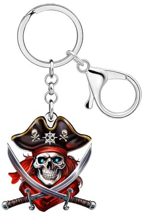 LONYOO Porte-clés gothique en acrylique avec tête de mort de pirate, accessoires gothiques, cadeaux d'Halloween pour femmes, adolescentes, sacs à main, breloques