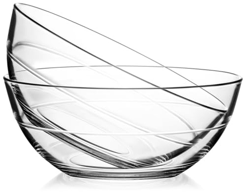 NUTRIUPS 22cm Tempered Glass Mixing Bowls 2 Pack, Salad Bowl for Kitchen Microwave, Dishwasher and Oven Safe (2.2L, 2PCS)