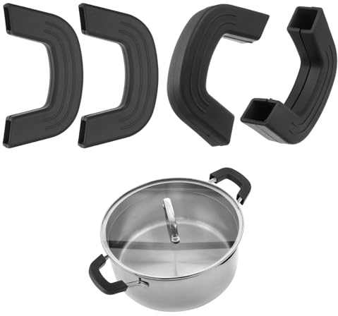 M METERXITY 4-Pack Silicone Pot Handle Covers 9.1cm, Black | Heat Resistant Anti Slip Cover, for Skillet, Wok, Cooking Pan, Anti Scald Handle Sleeve