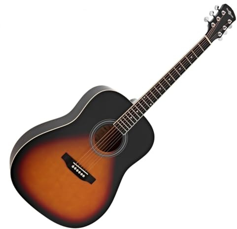 Dreadnought-Akustikgitarre von Gear4music, Sunburst | Dreadnought-Korpus für Reiche Klangprojektion, Lindenholzkonstruktion für Klare Töne, Komfortabler Hals, Sunburst
