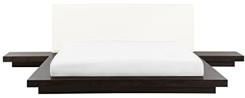 Beliani Modernes Bett JapanischeR Stil Lattenrost 180x200cm dunkle Esche Holzfurnier Zen