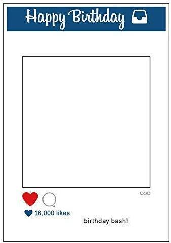 WedDecor Large Photo Booth Prop Social Media Style Selfie Frame, 69 x 69cm | White Cardboard, Happy Birthday Photo Frame, Perfect for Parties