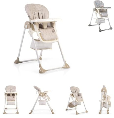 Hochstuhl Hunny klappbar, 5-Punkt-Sicherheitsgurt zweiteiliger Tisch, Ablagekorb