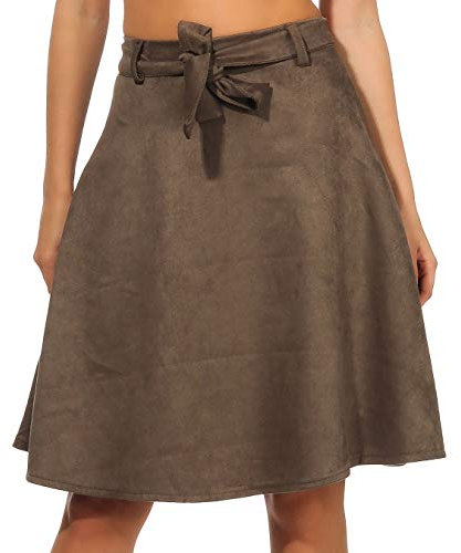 Malito Donna Gonna Gonna Ottica Velours Campana A-Line 19606 (Oliva, M)