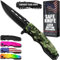 Grand Way 6681 N Couteau de poche pliant avec ressort de style militaire couteau tactique idéal pour le camping, la chasse, la survie, les activités intérieures et extérieures, cadeau pour homme