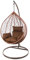 KIDEO Komplettset: großer Hängesessel mit Gestell & Kissen, Korbsessel, Poly-Rattan (Korb & Gestell: braun, Kissen: Dunkelbraun Nest (7790 Chocolate))
